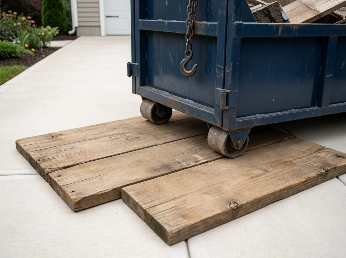 Same-day dumpster delivery in Vineland, NJ Vineland Dumpster Rental Solutions truck delivering a roll-off dumpster to a Vineland NJ driveway
