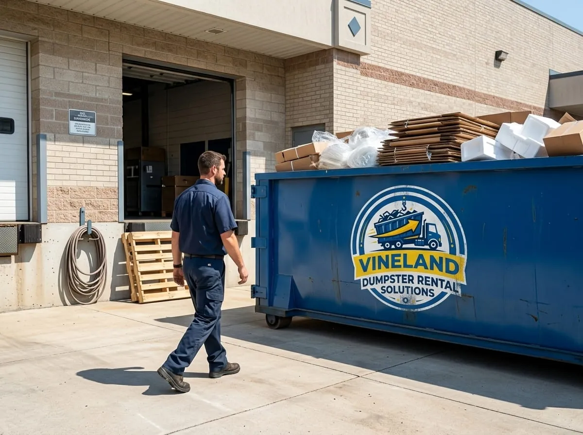 Dumpster rental in Glassboro, NJ Roll-off dumpster rental delivered to a Glassboro, NJ property by Vineland Dumpster Rental Solutions